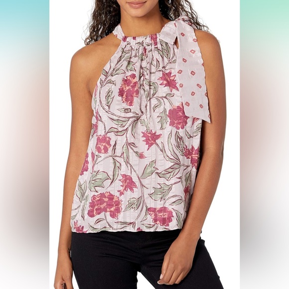 REBECCA TAYLOR - Zadie Fleur Silk Tie Sleeveless Blouse - Picture 3 of 16